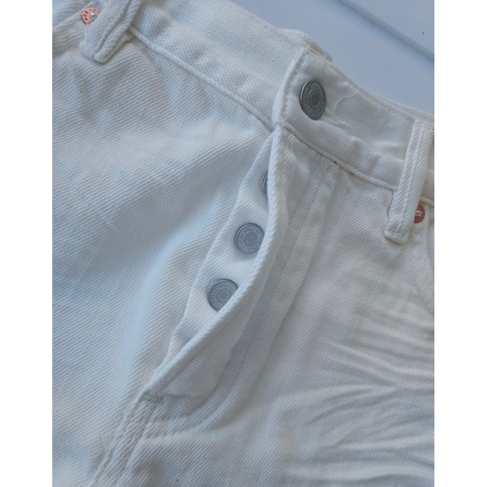Free People White Out Distressed Denim Shorts High Rise Button Fly  29 - Picture 3 of 8